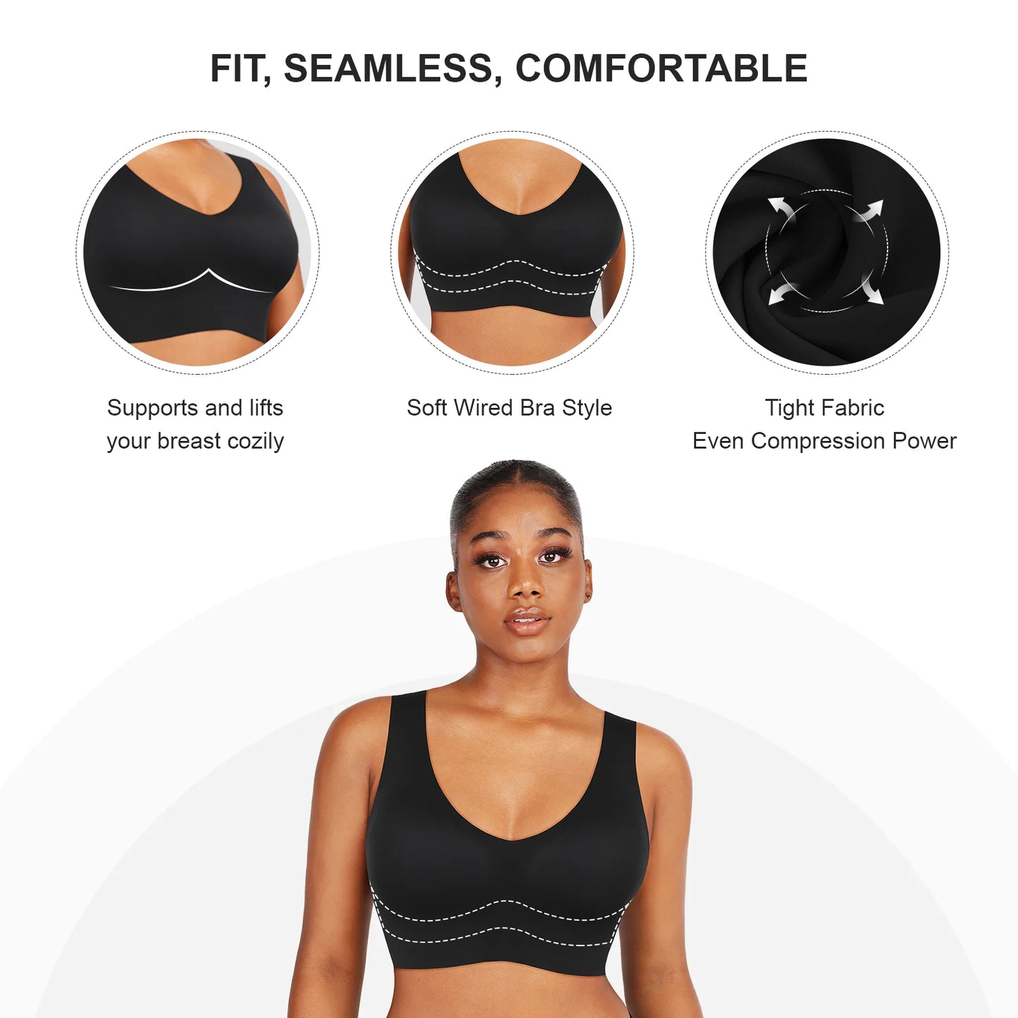 Back Roll Cover Underwire Push-Up Bra